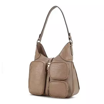 Плечо из веганской кожи с тиснением под крокодила MKF Collection Daphne от Mia K MKF Collection, темно-синий