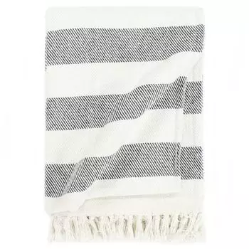 Плед Ankonbej в полоску хлопок 220х250 см антрацит, серый