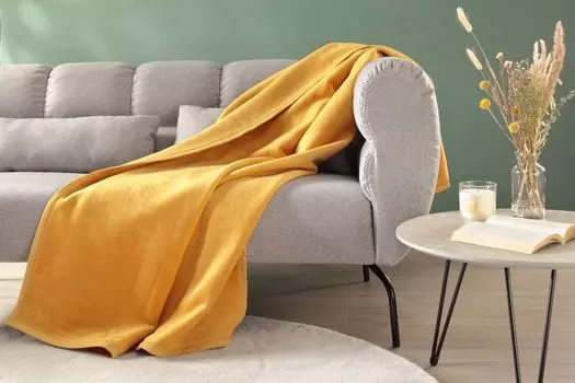 Плед бидерлак с бархатной ленточной окантовкой, чистый хлопок, цвет антик, размер 150 х 200 biederlack