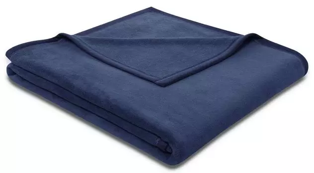 Плед бидерлак с бархатной ленточной окантовкой, чистый хлопок, цвет полночь, размер 150 х 200 biederlack