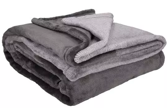 Плед Biederlack Bright Day 150 х 200 см коралловый, ромбовидный узор по всей поверхности Betzshop, серый