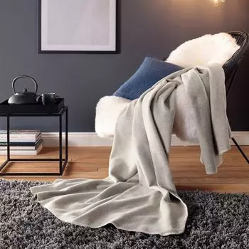 Плед Biederlack Жемчужно-серый 150 х 200, белый