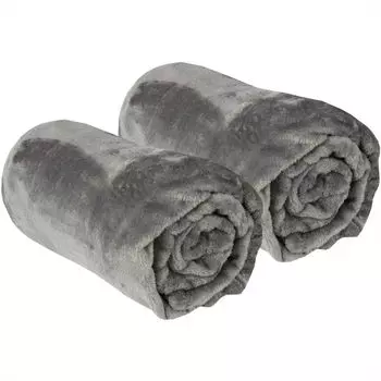 Плед "Целина" в упаковке 2 шт. - качественный пушистый плед, 90 х 140 см - антрацит. Bestlivings, серый