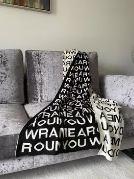 Плед Daunex Gheratex 125х150 из теплого хлопка, черный/белый