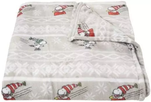 Плед флисовый Berkshire Snoopy Fair Isle Home, светло - серый