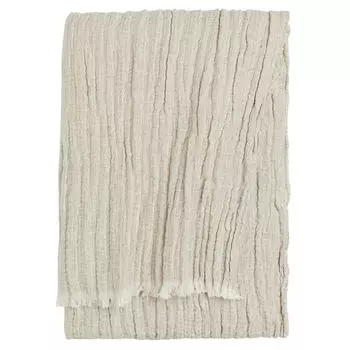 Плед H&M Home Cotton Linen-blend, светло-бежевый