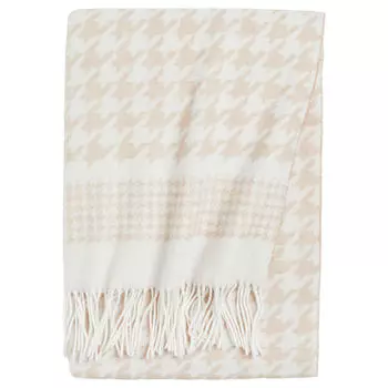 Плед H&amp;M Home Houndstooth-patterned Wool-blend, белый/светло-бежевый