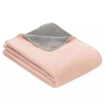 Плед Ibena Dublin 150х200 см - плед из смесового хлопка розовый/серый двухцветный, плед шерстяной, плед диванный мягкий, приятный