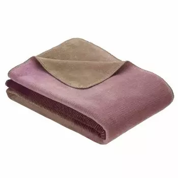 Плед Ibena Торонто 150х200 см - плед из смесового хлопка фиолетовый/коричневый двухцветный, плед из шерсти, плед для дивана мягкий, приятный