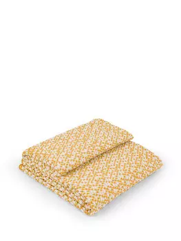 Плед из чистого хлопка с эффектом потертости Coincasa, желтый