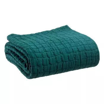 Плед из чистого хлопка StoneWashed - Свами Vivaraise, бензин грин