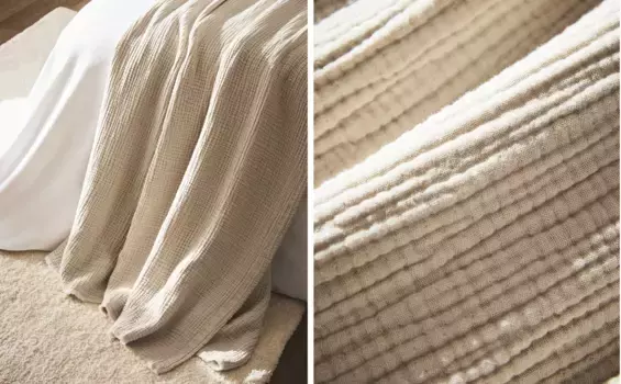 Плед из хлопкового муслина Zara Home, серый