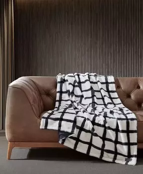 Плед из искусственного меха в клетку, 50 x 60 дюймов Eddie Bauer, мультиколор