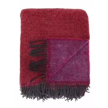 Плед из мохера и шерсти - Raffaello Daunex, вино/рубин