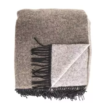 Плед из мохера и шерсти - Raffaello Daunex, серо-коричневый/серый