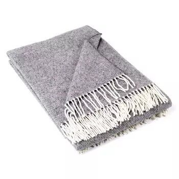 Плед из шерсти и кашемира с бахромой - Thomas Lisola, серый