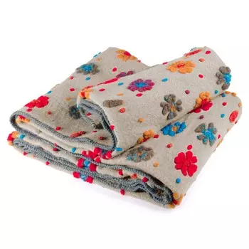 Плед из вареной шерсти с рисунком - Ромашка Lana Italia, бежевый