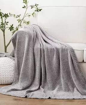 Плед Lifestyle из однотонной микросинели, 51 x 67 дюймов Battilo, серый