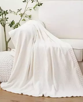 Плед Lifestyle из однотонной микросинели, 51 x 67 дюймов Battilo, бежевый