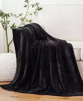 Плед Lifestyle из однотонной микросинели, 51 x 67 дюймов Battilo, черный