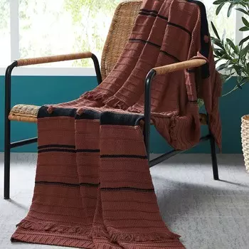 Плед Modern Threads, 100 % хлопок, 50 x 70 дюймов, цвет слоновой кости/золото, цвет Nutmeg/Black