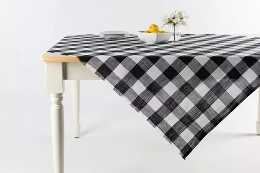 Плед на стол из хлопкового пледа в клетку Mainstays Buffalo, черный и белый, 1 штука, цвет Black and White
