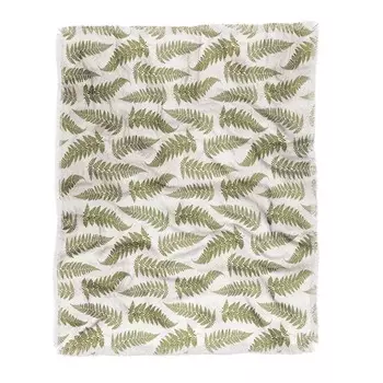 Плед нейтрального цвета с изображением деревенских папоротников Avenie Countryside Garden Ferns Deny Designs, цвет White