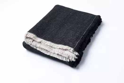 Плед с бахромой, натуральный/черный, 150х200 WoodFurniture