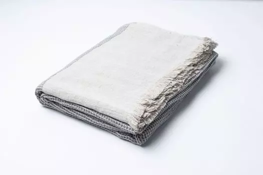 Плед с бахромой, серый вафельный, 150х200 WoodFurniture