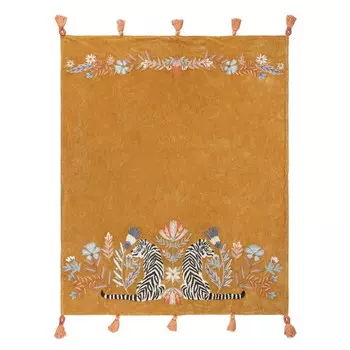 Плед с кисточкой Wylder Tropics, золотой / белый