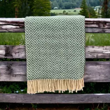 Плед Somma Amelie Wool And Cotton With Fringes, 130170 см, изумрудный