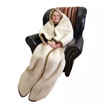 Плед Тедди с декором приятный плед светло-серый 150х200см Hollert German Leather Fashion, бежевый