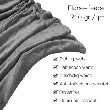 Плед VINGO, 210 г/кв., 130 х 170 см, меховой плед, флисовый плед, серый