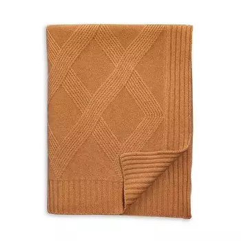 Плед в рубчик из кашемира София с бриллиантами Sofia Cashmere, коричневый/бежевый