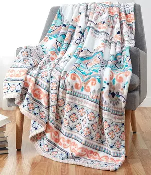 Плед в стиле бохо Serafina Home, кораллово-серый / белый