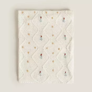 Плед Zara Floral Crochet, белый