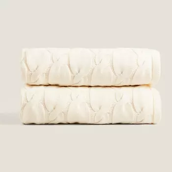 Плед Zara Home Cable-knit, кремовый