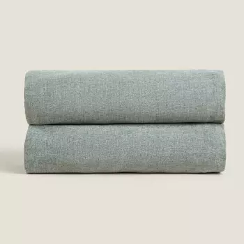 Плед Zara Home Chenille, серо-зеленый