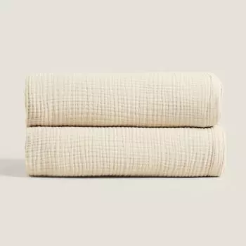 Плед Zara Home Cotton Muslin, бежевый