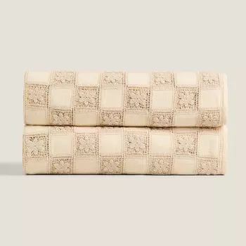Плед Zara Home Crochet, кремовый