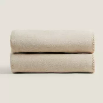 Плед Zara Home Double-faced, светло-бежевый