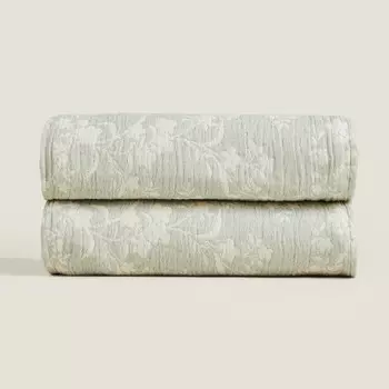 Плед Zara Home Floral Jacquard, зеленый