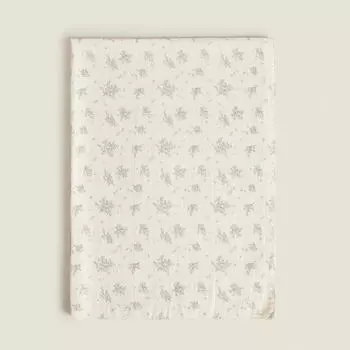 Плед Zara Linen And Cotton Floral, белый