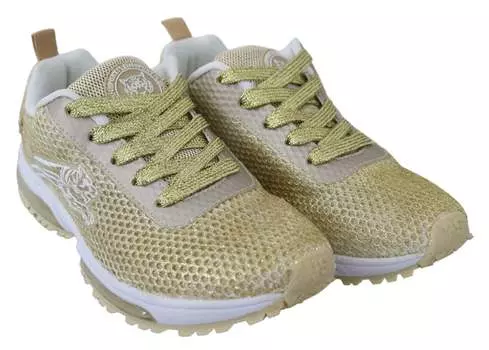 Plein Sport Exquisite Полиэстер Спортивные женские кроссовки, золотой
