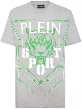 Plein Sport футболка с принтом, серый