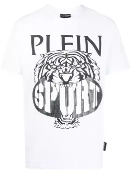 Plein Sport футболка SS Tiger с круглым вырезом, белый