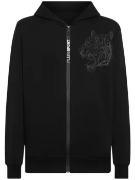 Plein Sport худи на молнии с логотипом, черный
