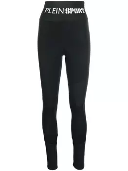 Plein Sport легинсы с завышенной талией и логотипом, черный