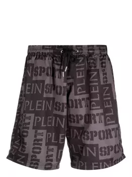 Plein Sport плавки-шорты с логотипом, черный