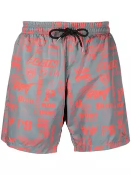 Plein Sport плавки-шорты с логотипом, серый